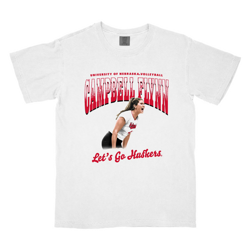 Girls'/Boy's Nebraska Huskers Youth Campbell Flynn 'Flynn for the Win' T-Shirt - WHITE