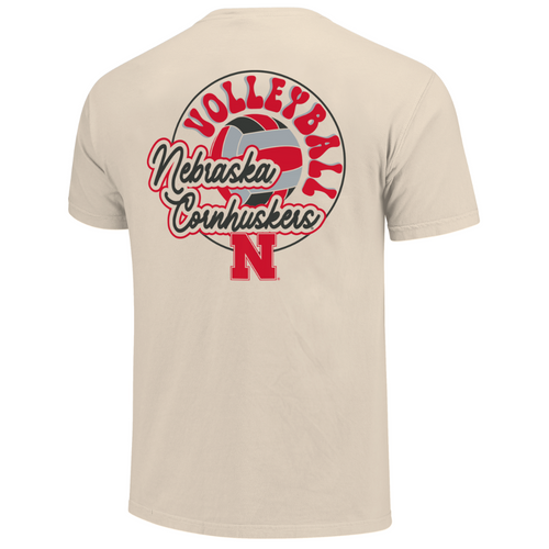 Girls'/Boys' Nebraska Huskers Youth Colorful Volleyball T-Shirt - NATURAL
