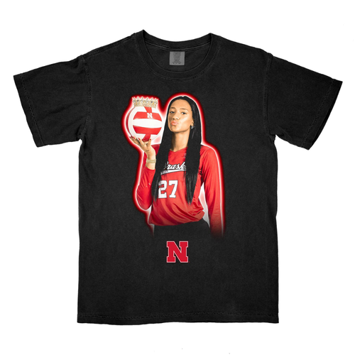 Girls'/Boys' Nebraska Huskers Youth Harper Murray Black Portrait T-Shirt - BLACK