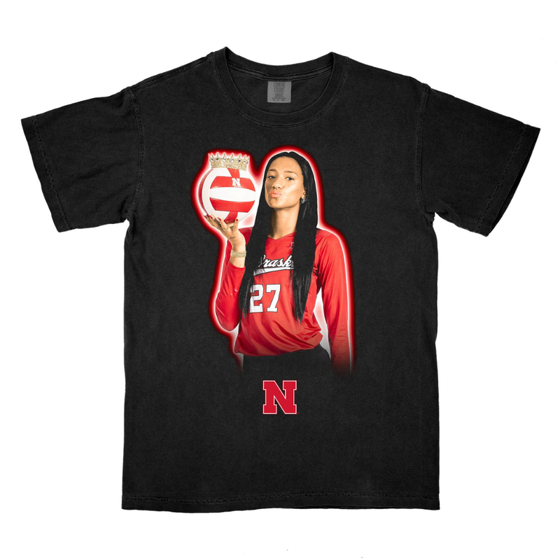 Girls'/Boys' Nebraska Huskers Youth Harper Murray Black Portrait T-Shirt - BLACK