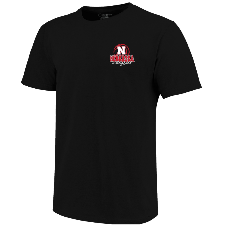 Girls'/Boys' Nebraska Huskers Youth Stacked Volleyball T-Shirt - BLACK