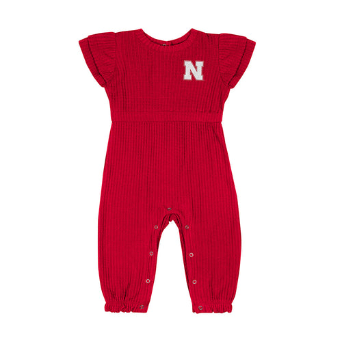 Girls' Nebraska Huskers Infant Beautopia Waffle Romper - NEBRASKA
