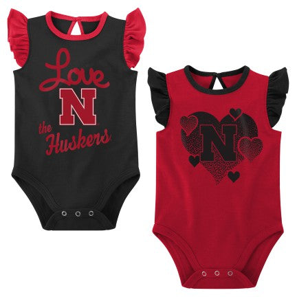 Girls' Nebraska Huskers Infant Spread The Love 2-Pack Creeper - RED