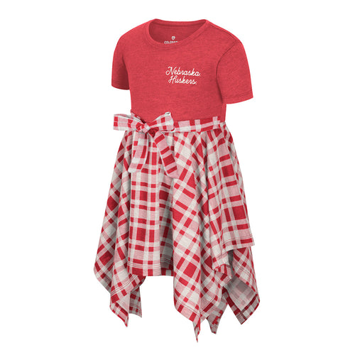 Girls' Nebraska Huskers Toddler Marceline Plaid Dress - NEBRASKA