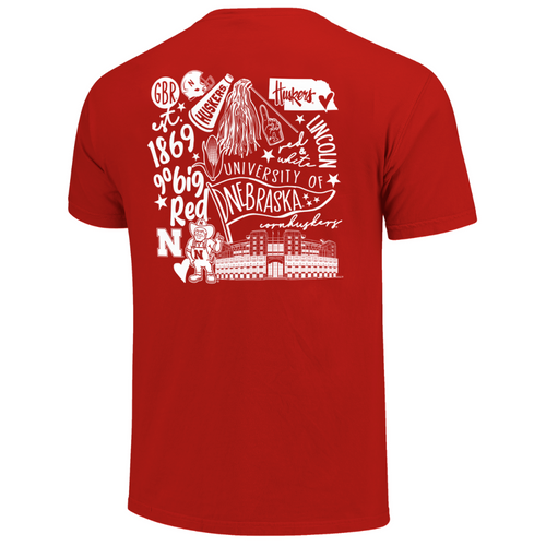 Girls' Nebraska Huskers Youth Cutesy Campus T-Shirt - NEBRASKA