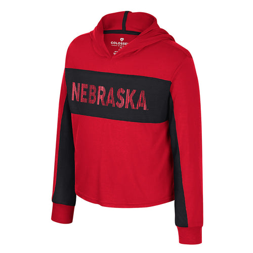 Girls' Nebraska Huskers Youth Fionna Longsleeve Hooded T-Shirt - NEBRASKA