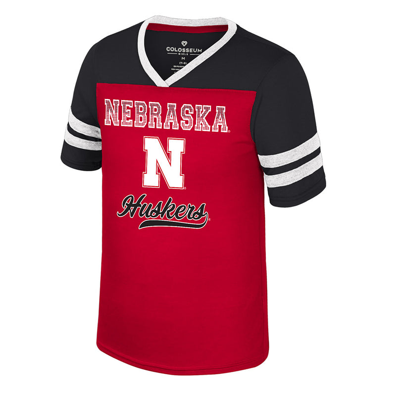 Girls' Nebraska Huskers Youth Princess Bubblegum Bling T-Shirt - NEBRASKA