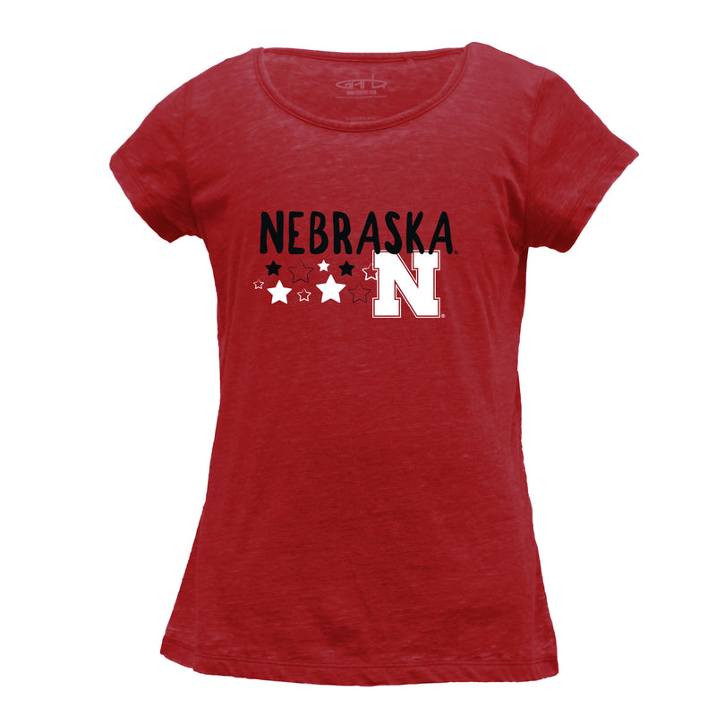 Girls' Nebraska Huskers Youth Stars Charlotte T-Shirt - RED