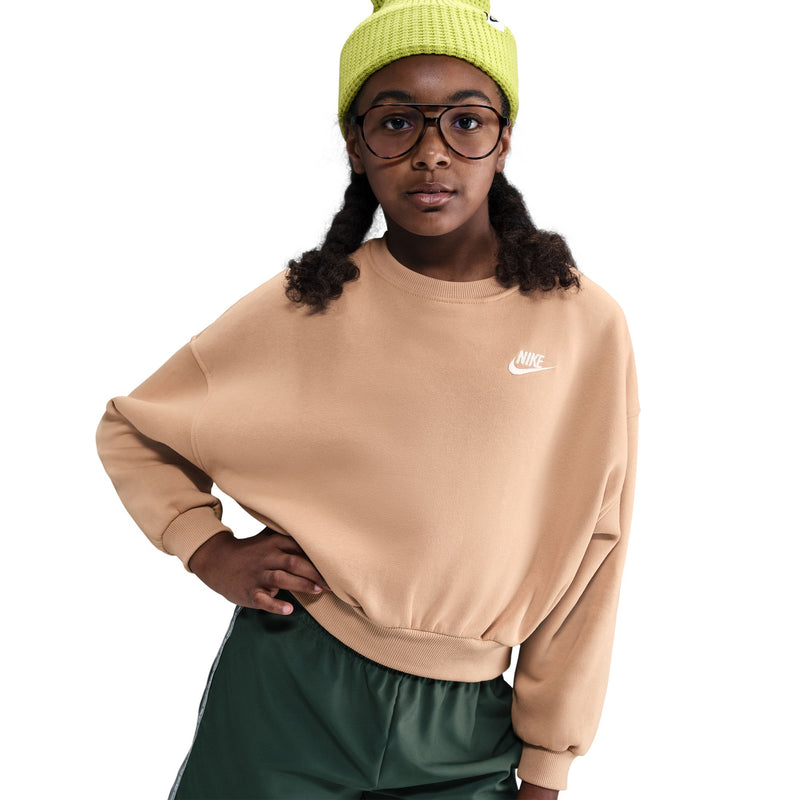 Girls' Nike Youth Boxy Fleece Sweatshirt - 200 - HEMP