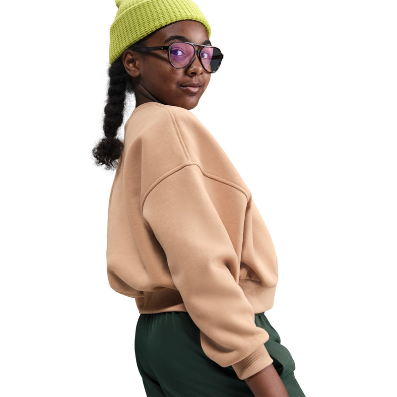 Girls' Nike Youth Boxy Fleece Sweatshirt - 200 - HEMP