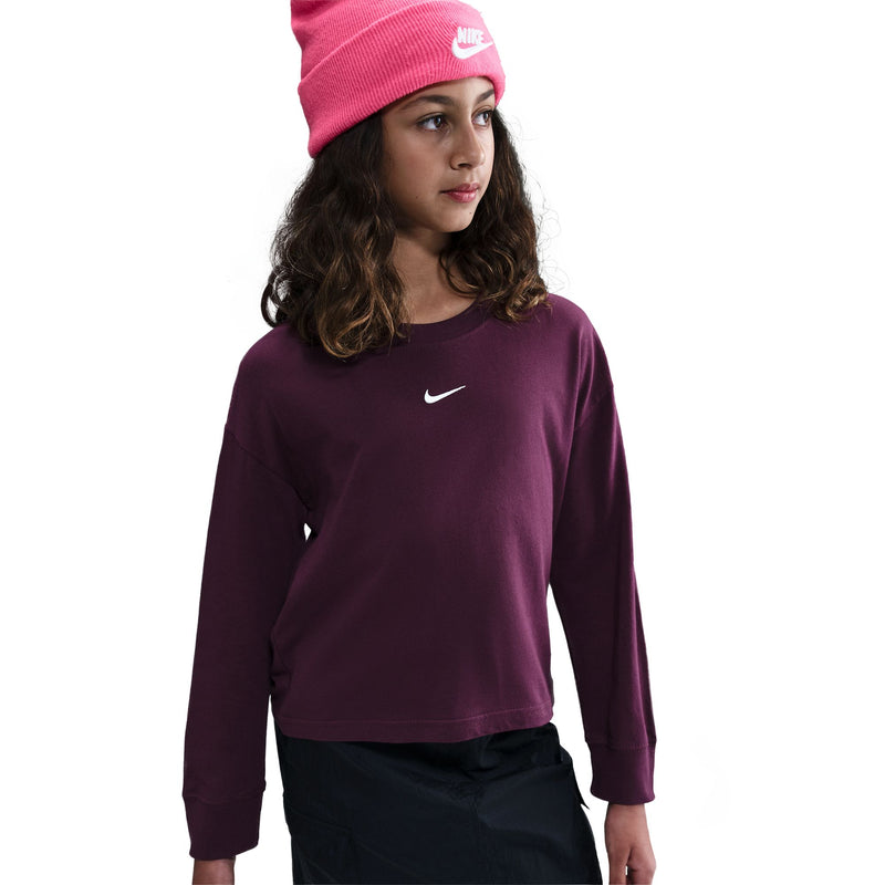 Girls' Nike Youth Boxy Longsleeve - 610 - BORDEAUX