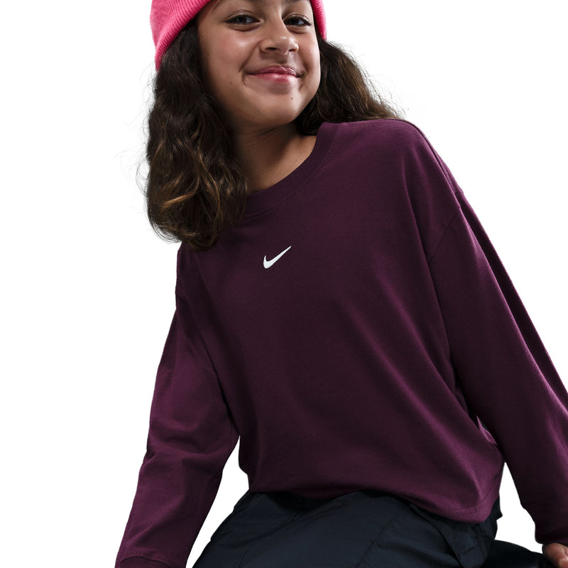 Girls' Nike Youth Boxy Longsleeve - 610 - BORDEAUX