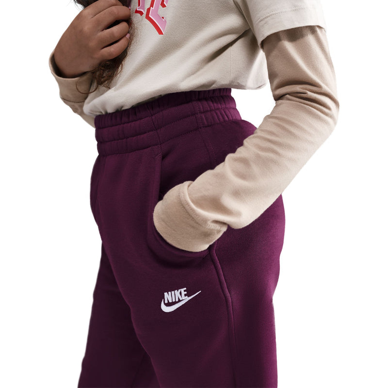 Girls' Nike Youth Club Fleece High-Waisted Fitted Pant - 610 - BORDEAUX