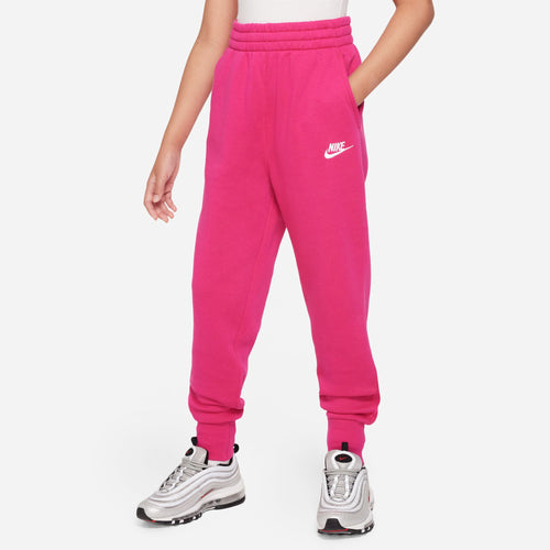 Girls' Nike Youth Club Fleece High-Waisted Fitted Pant - 615 - FIRE PINK