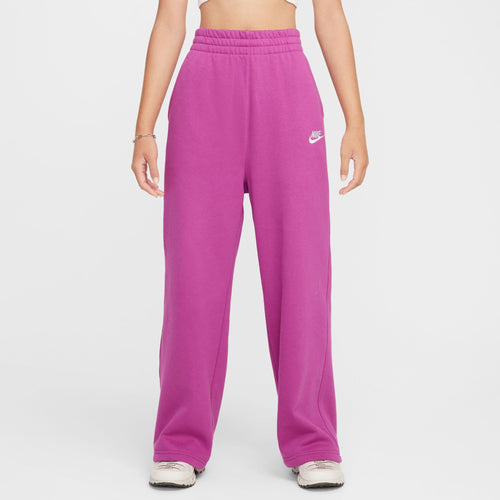 Girls' Nike Youth Club Fleece Wide-Leg Pant - 518 - HOT FUCHSIA