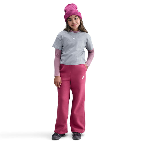 Girls' Nike Youth Club Fleece Wide-Leg Pant - 634 - SWEET BEET