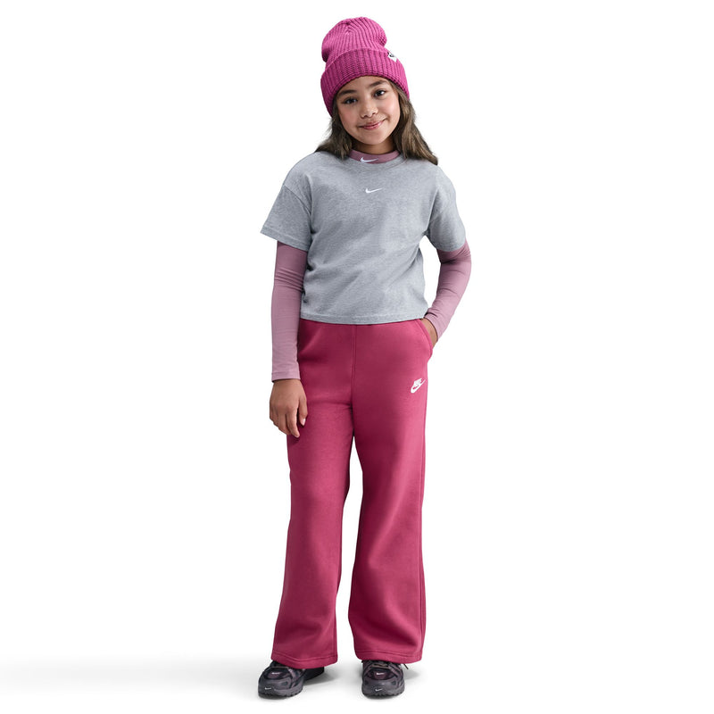 Girls' Nike Youth Club Fleece Wide-Leg Pant - 634 - SWEET BEET
