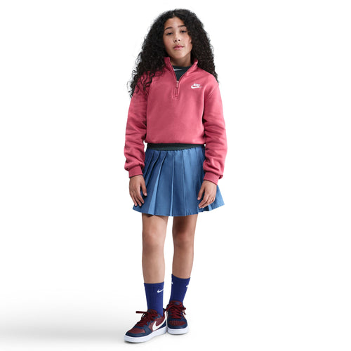 Girls' Nike Youth Long-Sleeve Sportswear Club Fleece 1/2 Zip  - 634 - SWEET BEET