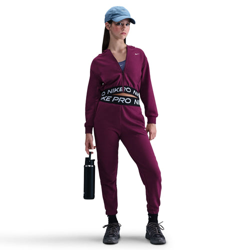 Girls' Nike Youth Pro Fleece Full-Zip Crop Hoodie - 610 - BORDEAUX