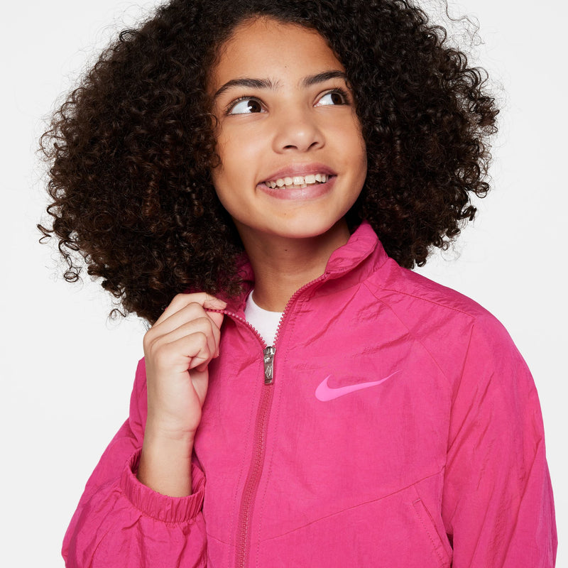 Girls' Nike Youth Woven Jacket - 615 - FIRE PINK