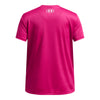 Girls' Under Armour Tech Split Wordmark T-Shirt - 681 - SHADED FUCHSIA
