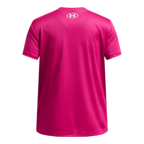 Girls' Under Armour Tech Split Wordmark T-Shirt - 681 - SHADED FUCHSIA