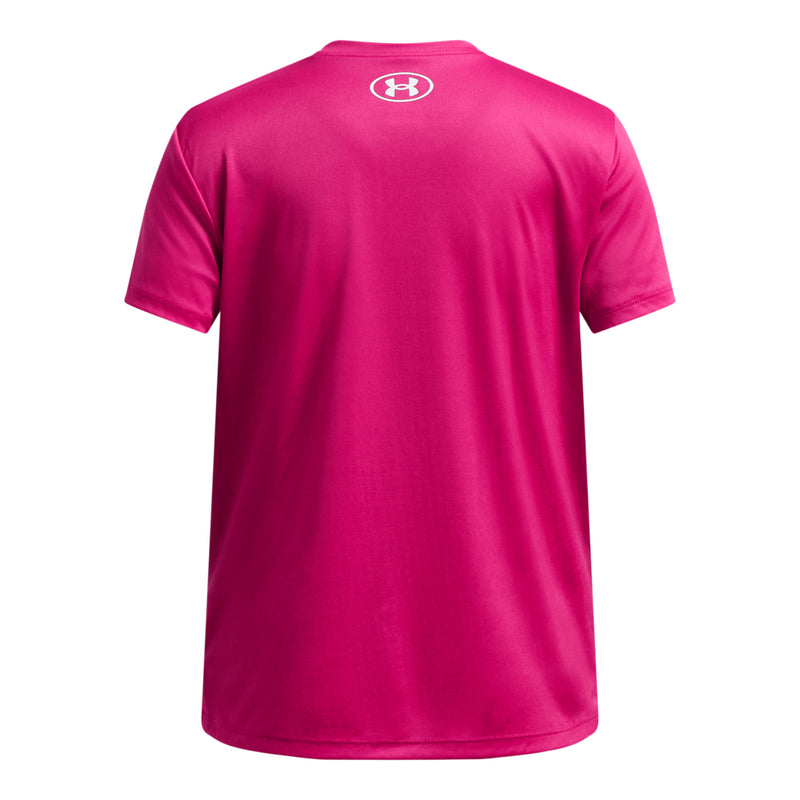 Girls' Under Armour Tech Split Wordmark T-Shirt - 681 - SHADED FUCHSIA