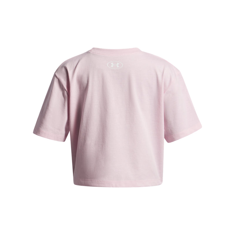 Girls' Under Armour Youth Boxy Crop Varsity T-Shirt - 647 - PRIME PINK