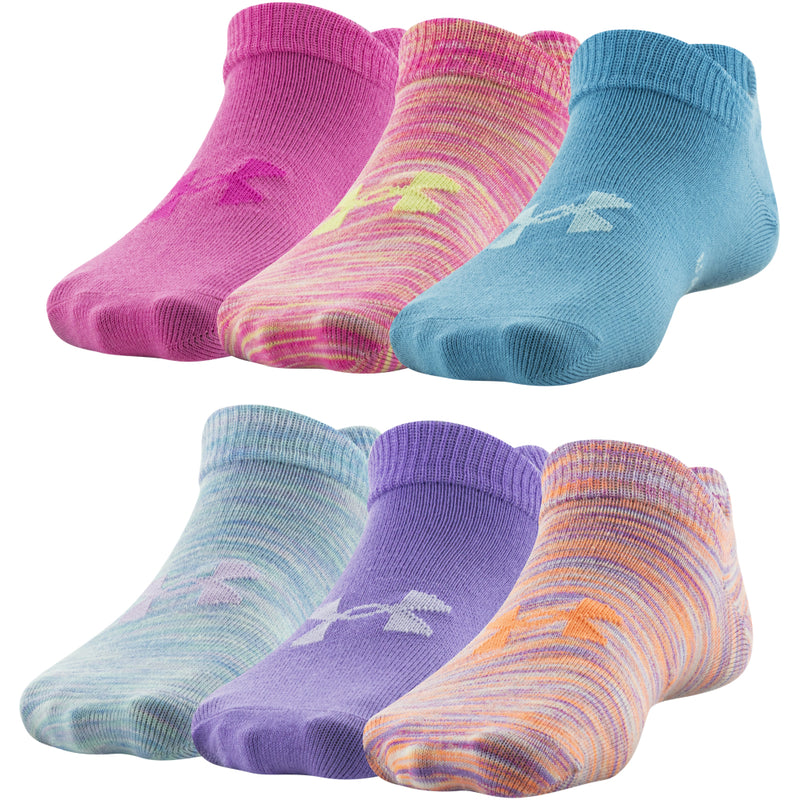 Girls' Under Armour Youth Essential No Show 6-Pack Socks - 515 - NEBULA PURPLE