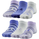 Girls' Under Armour Youth Essential No Show 6-Pack Socks - 516 NEBU
