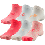 Girls' Under Armour Youth Essential No Show 6-Pack Socks - 805 ORNG