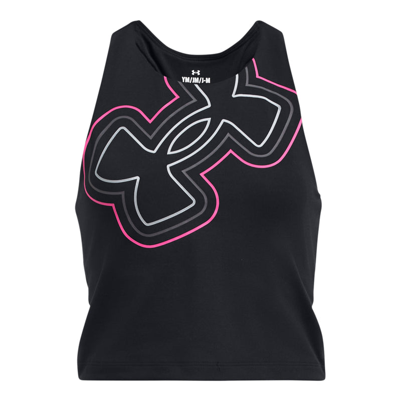 Girls' Under Armour Youth Motion Branded Crop Tank Top - 001 - BLACK