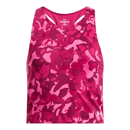 Girls' Under Armour Youth Motion Printed Crop Tank Top - 681 - SHADED FUCHSIA