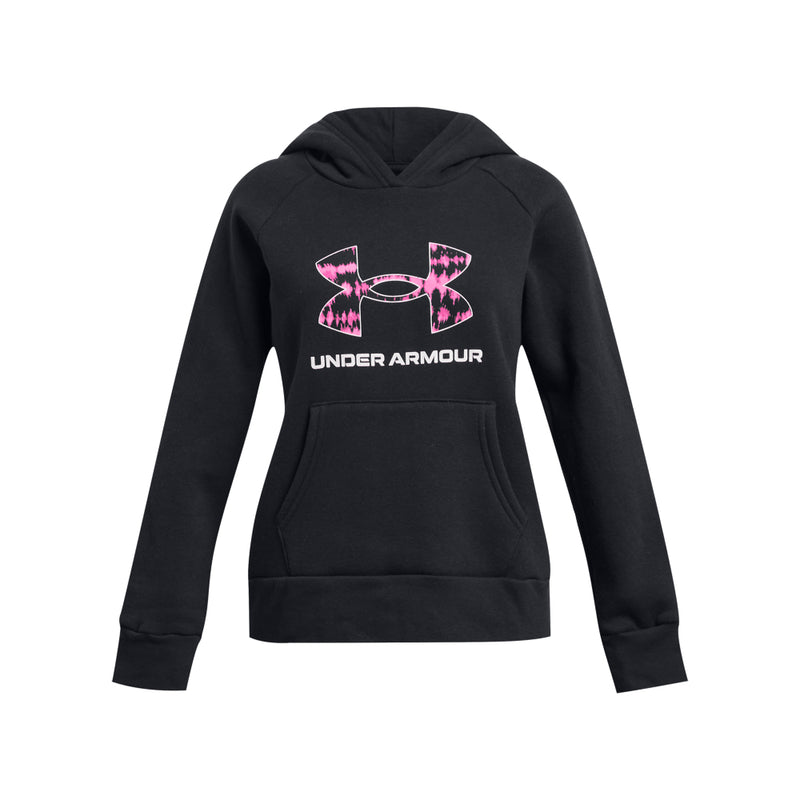Girls' Under Armour Youth Rival Big Logo Print Hoodie - 002 - BLACK
