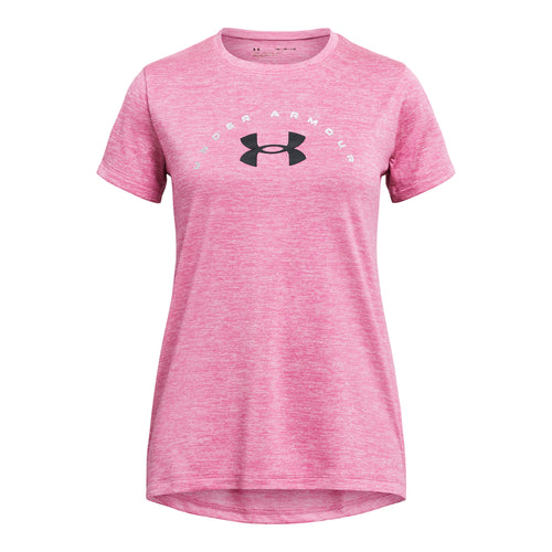 Girls' Under Armour Youth Tech Twist Arch Big Logo Tee - 659 - PINK EDGE