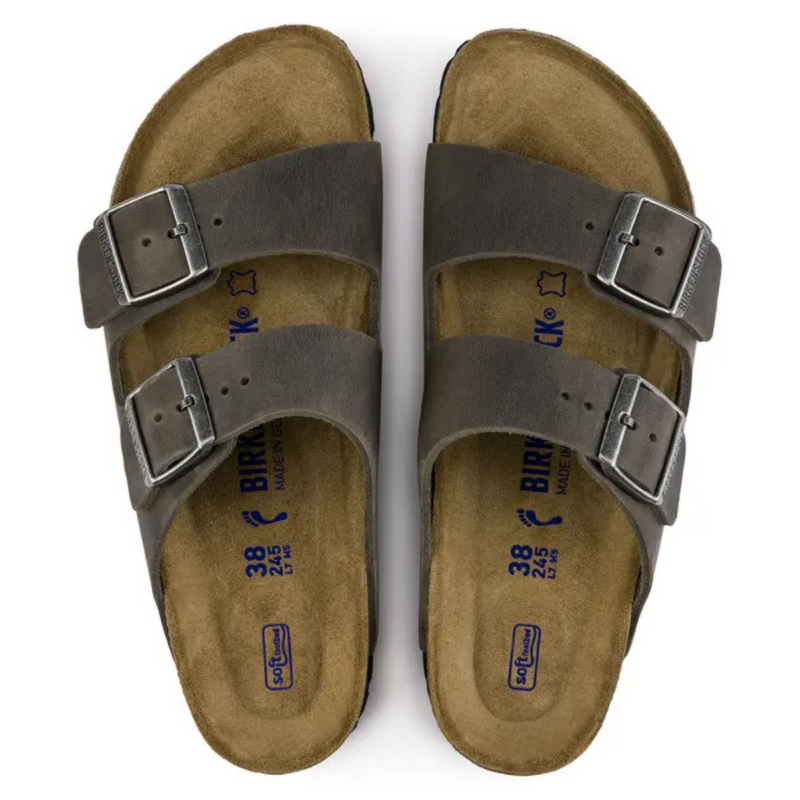 Men's Birkenstock Arizona Soft Footbed Oiled Leather Sandal - Iron - IRON