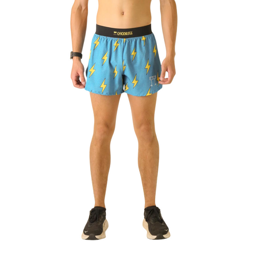 Men's ChicknLegs Blue Bolts 4" Half Split Running Shorts