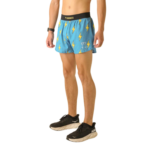 Men's ChicknLegs Blue Bolts 4" Half Split Running Shorts