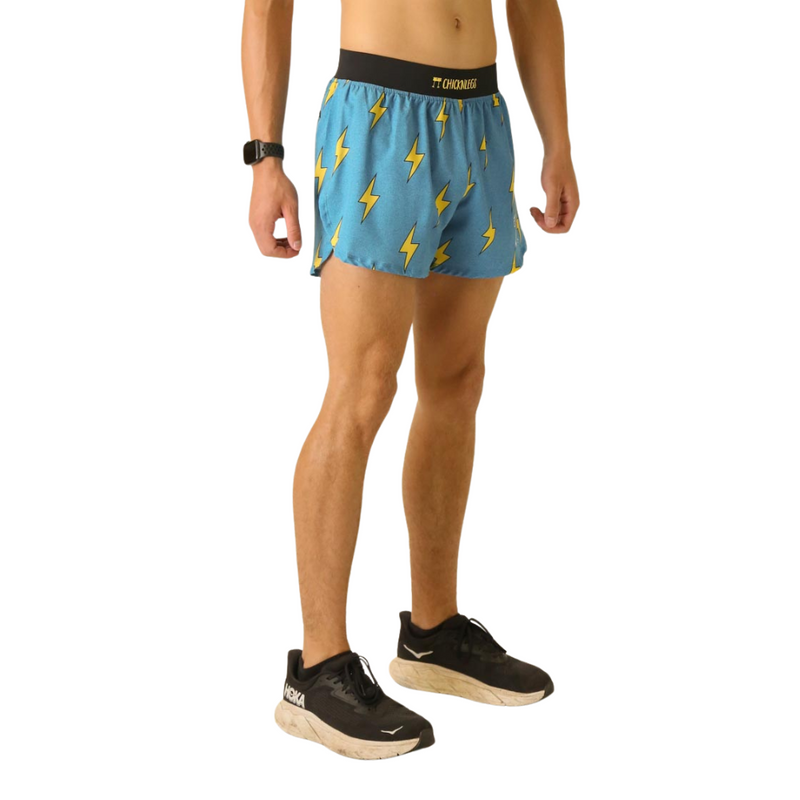 Men's ChicknLegs Blue Bolts 4" Half Split Running Shorts
