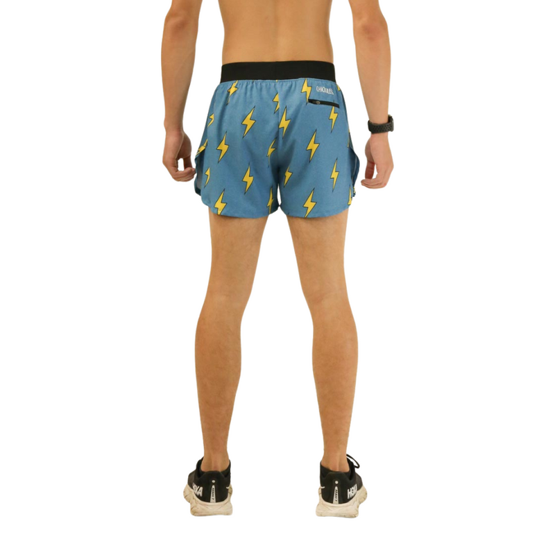 Men's ChicknLegs Blue Bolts 4" Half Split Running Shorts