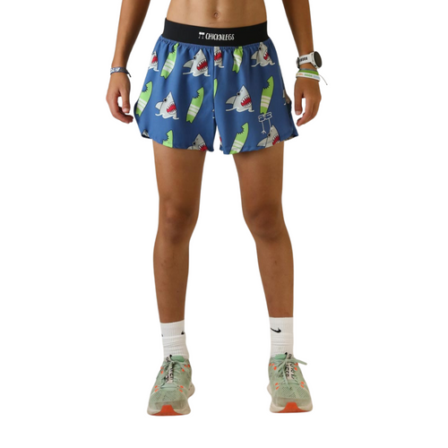 Men's ChicknLegs Blue Shark 4" Half Split Running Shorts