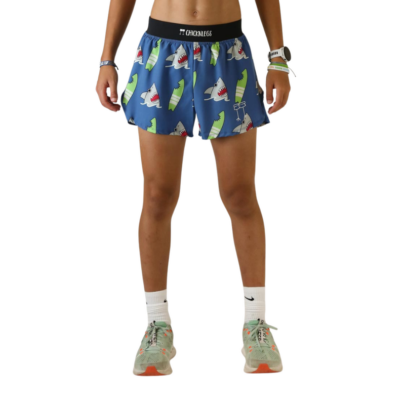 Men's ChicknLegs Blue Shark 4" Half Split Running Shorts