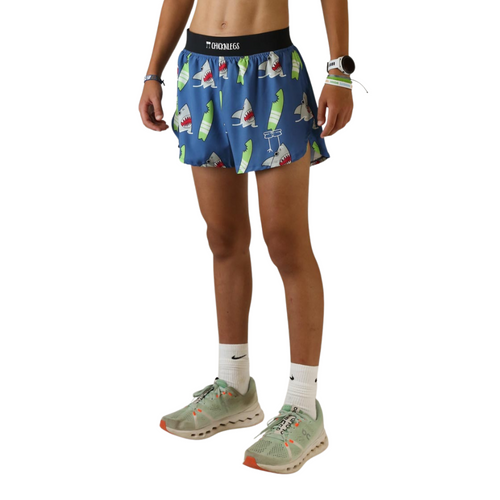 Men's ChicknLegs Blue Shark 4" Half Split Running Shorts