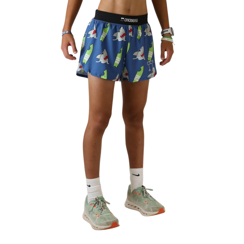 Men's ChicknLegs Blue Shark 4" Half Split Running Shorts