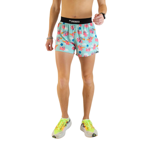 Men's ChicknLegs Flying Pigs 4" Half Split Running Shorts