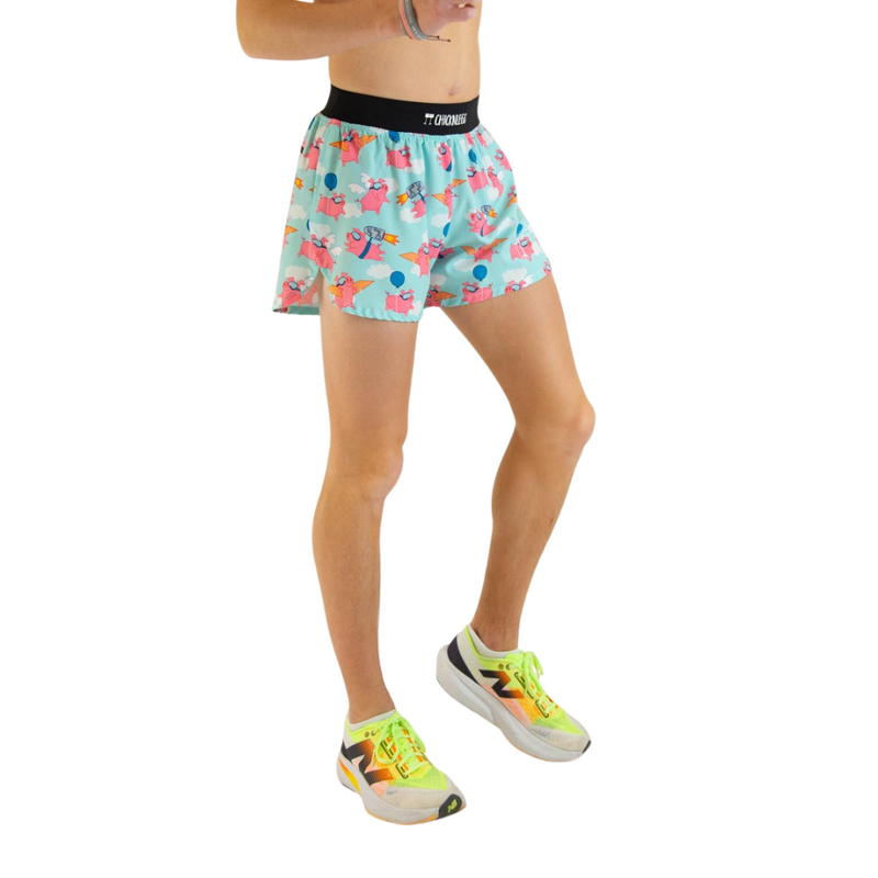 Men's ChicknLegs Flying Pigs 4" Half Split Running Shorts