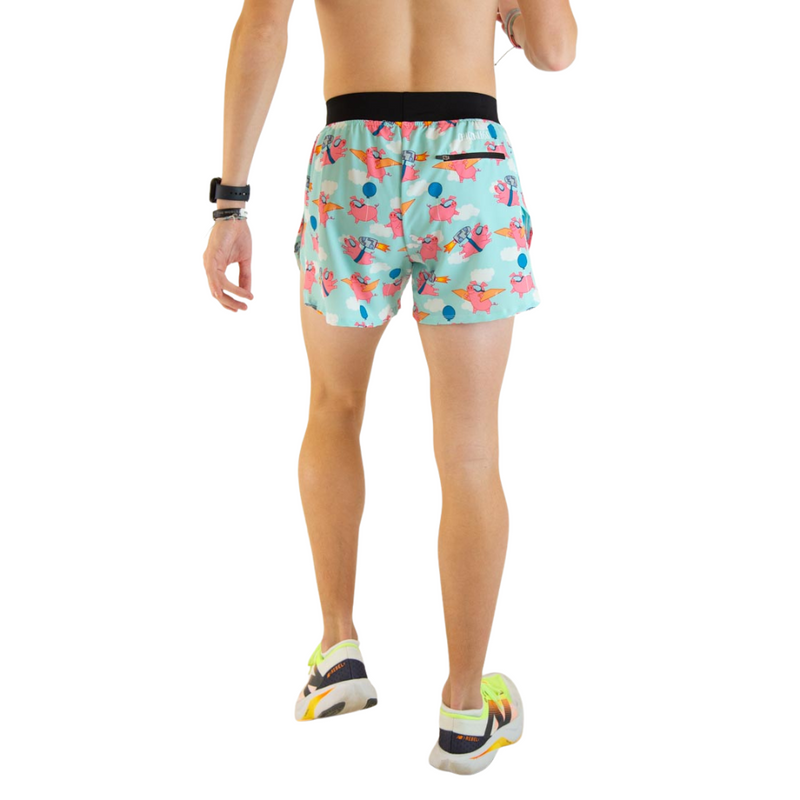 Men's ChicknLegs Flying Pigs 4" Half Split Running Shorts