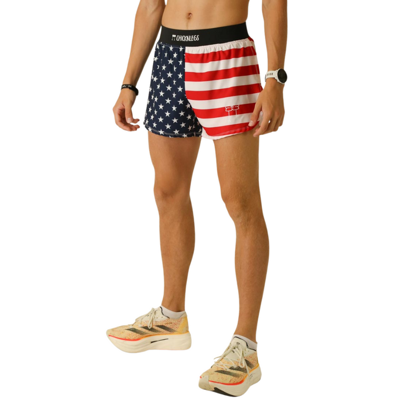 Men's ChicknLegs USA Flag 4" Half Split Running Shorts