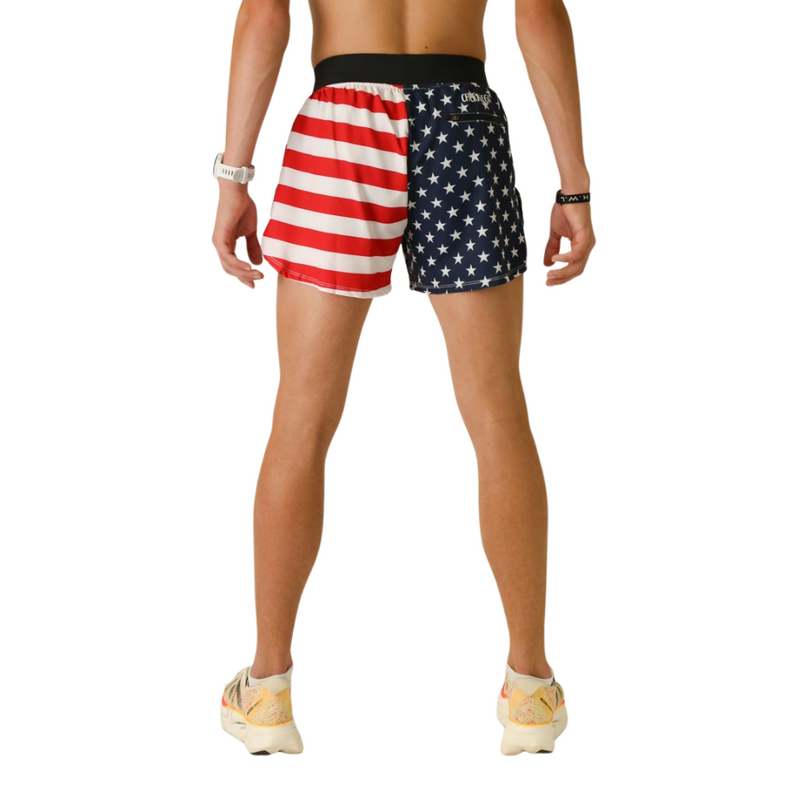 Men's ChicknLegs USA Flag 4" Half Split Running Shorts