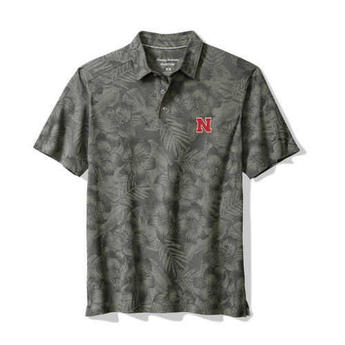 Men's Nebraska Husker Tommy Bahama Palm Fresco Polo - 008COAL